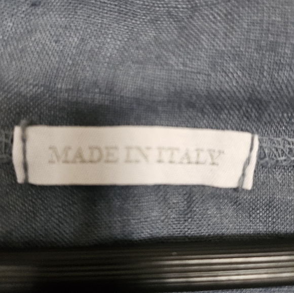 Made in Italy 100% Raw Linen Cropped Button Shirt Blue Lightweight Boho Top S/M. - Picture 6 of 10